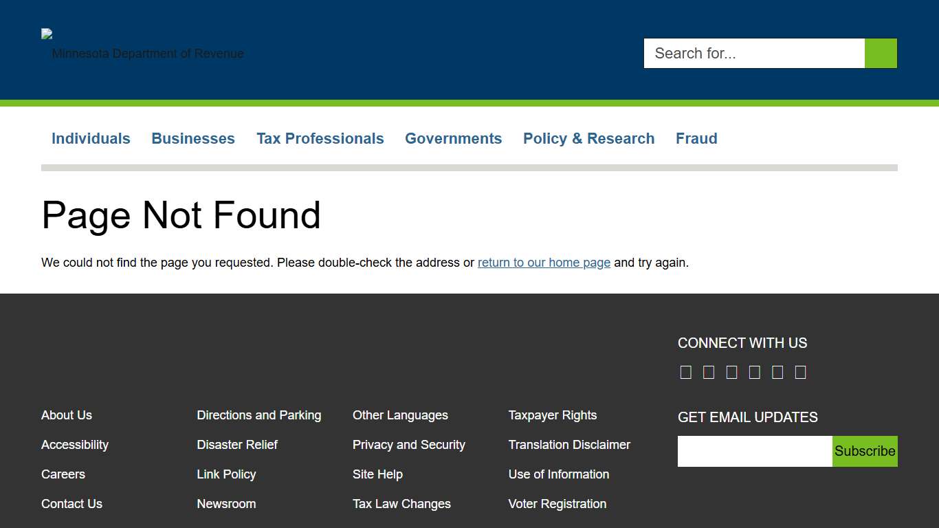 Page not found Minnesota Department of Revenue